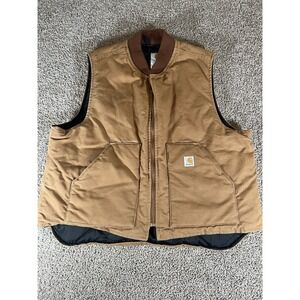 Carhartt V01‎ BRN Mens 2XL Arctic Quilt Lined Vest Duck Canvas Jacket Brown